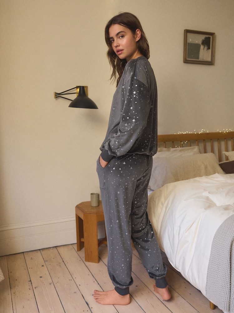 Charcoal Grey Star Supersoft Long Sleeve Pyjamas - Image 4 of 11