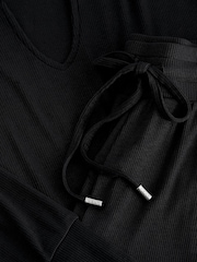 Black Ribbed Long Sleeve Pyjamas - Image 10 of 10