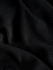 Black Ribbed Long Sleeve Pyjamas - Image 9 of 10