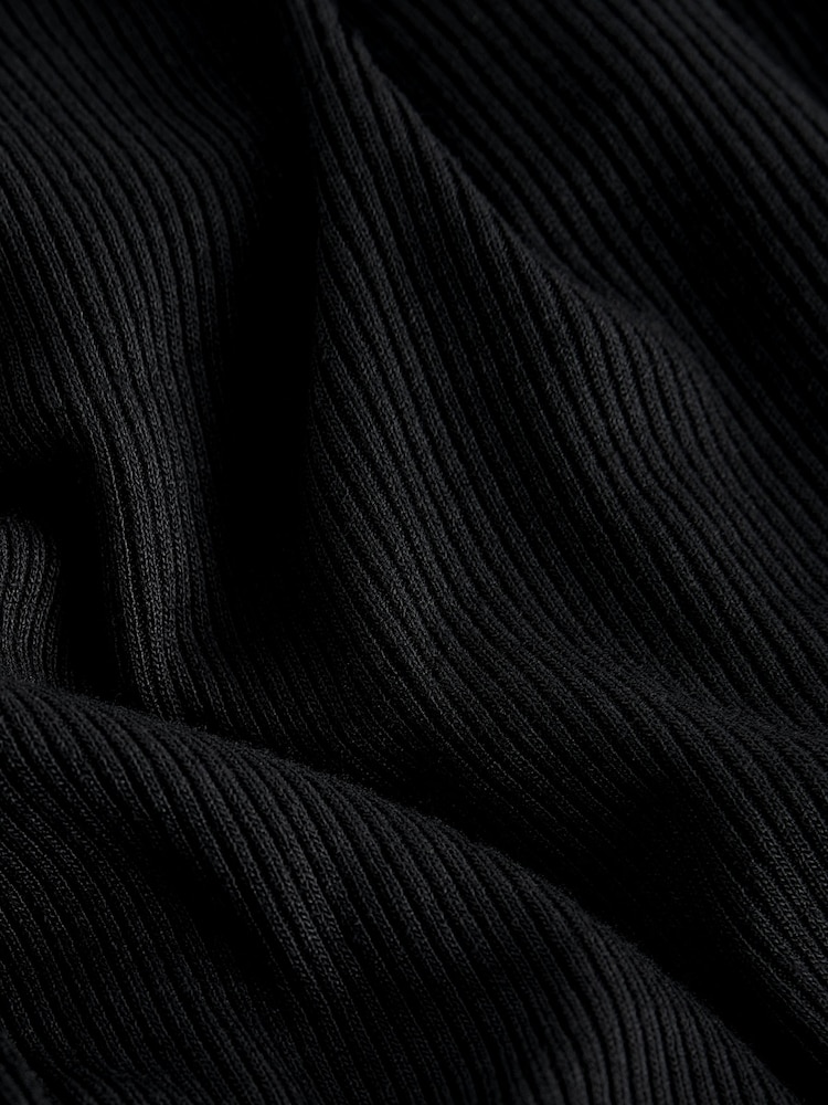 Black Ribbed Long Sleeve Pyjamas - Image 9 of 10