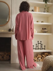 Pink Plisse Button Through Pyjamas - Image 3 of 5