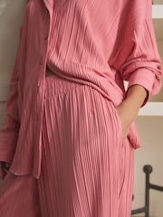 Pink Plisse Button Through Pyjamas - Image 4 of 5