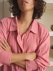 Pink Plisse Button Through Pyjamas - Image 5 of 5