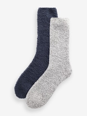 Blue/Grey Cosy Bed Socks 2 Pack - Image 1 of 6
