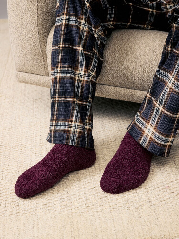 Grey/Red Cosy Bed Socks 2 Pack - Image 2 of 6