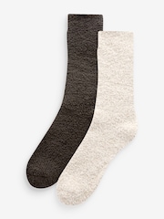 Brown/Cream Cosy Bed Socks 2 Pack - Image 1 of 6