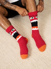 Red/Blue Pattern Cosy Bed Socks 2 Pack - Image 5 of 6