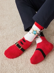 Red/Brown Cosy Christmas Bed Socks 2 Pack - Image 2 of 7