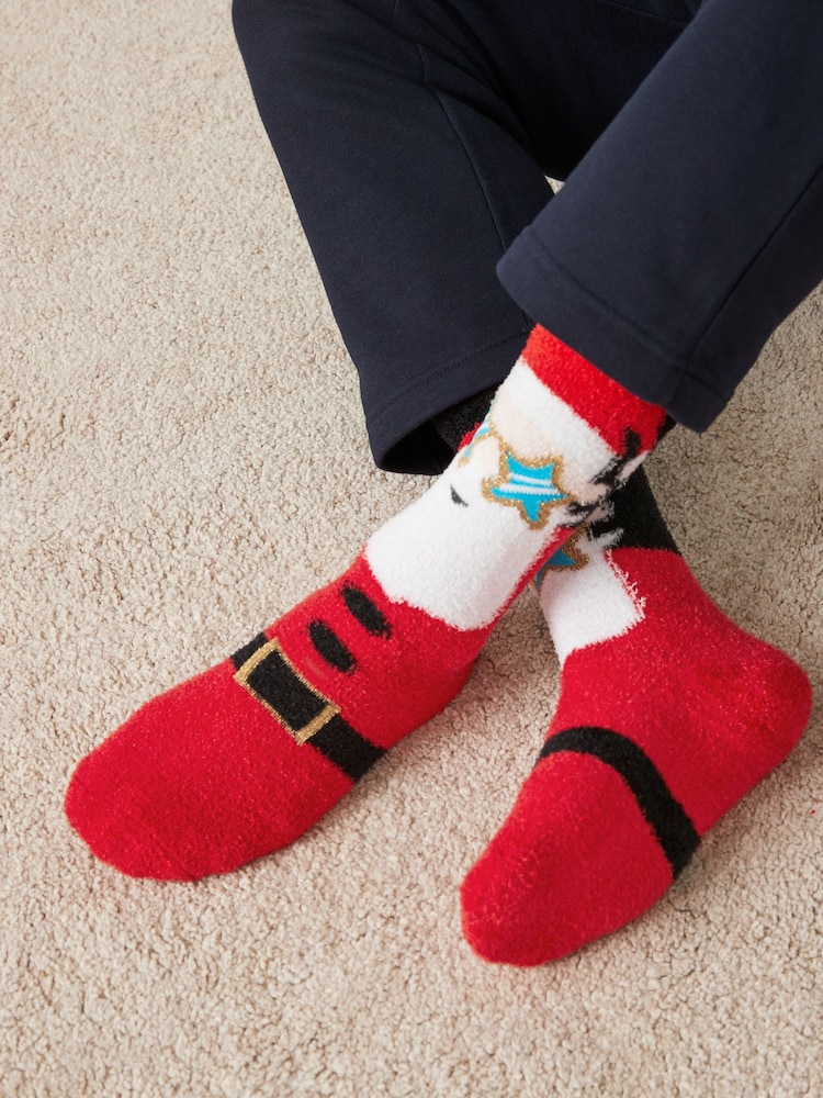 Red/Brown Cosy Christmas Bed Socks 2 Pack - Image 2 of 7