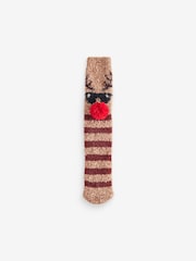 Red/Brown Cosy Christmas Bed Socks 2 Pack - Image 5 of 7