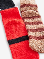 Red/Brown Cosy Christmas Bed Socks 2 Pack - Image 7 of 7