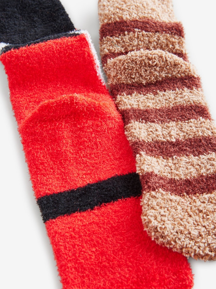 Red/Brown Cosy Christmas Bed Socks 2 Pack - Image 7 of 7