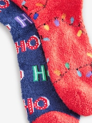 Red/Navy Cosy Christmas Bed Socks 2 Pack - Image 5 of 6