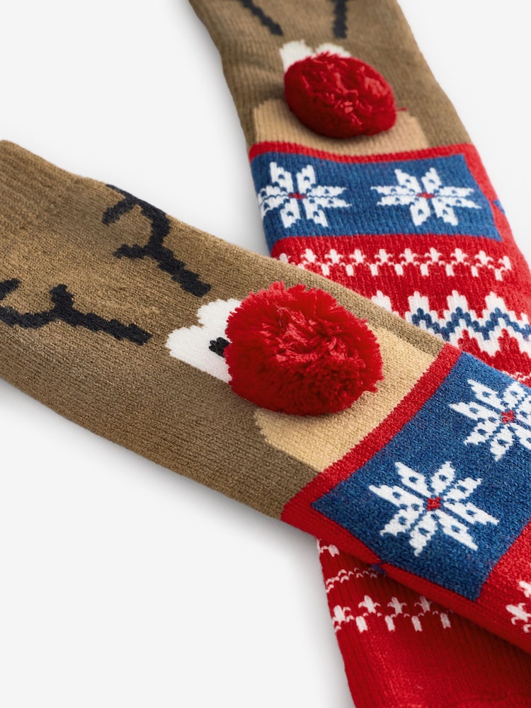 Красный/коричневый - Christmas Rudolph Slipper Socks 1 Pack - Изображение 1 из 5 Красный/коричневый - Christmas Rudolph Slipper Socks 1 Pack - Изображение 1 из 5