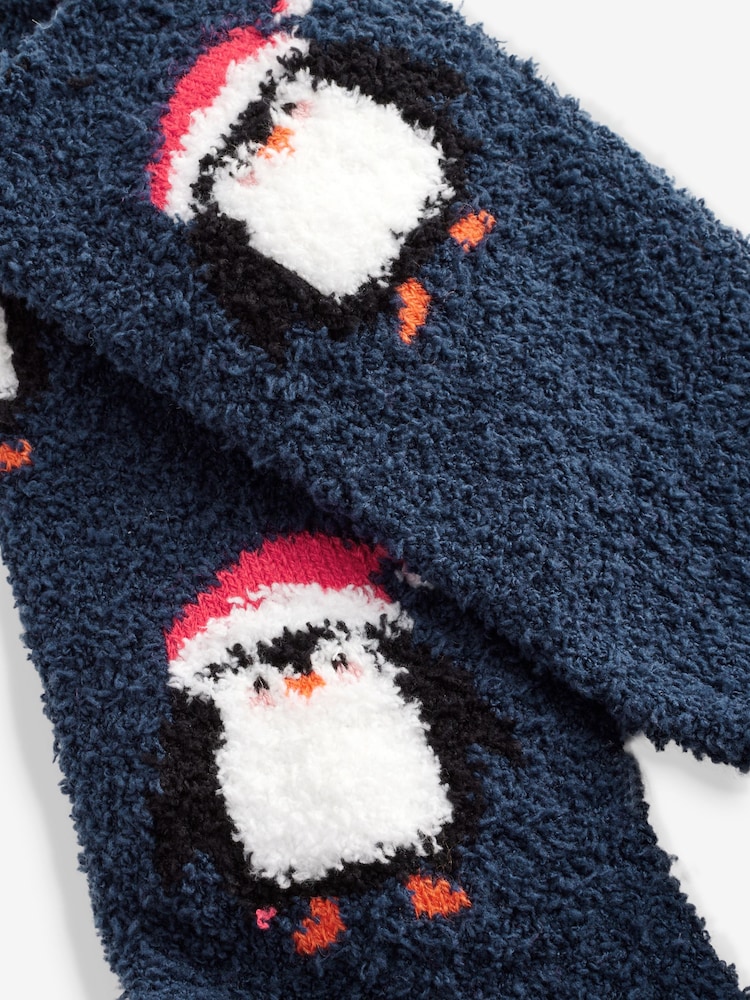 Navy Blue Penguin Cosy Christmas Bed Socks 2 Pack - Image 8 of 8