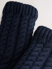 Blue Cable Knitted Slipper Socks 1 Pack - Image 3 of 4