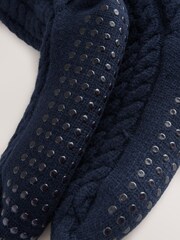 Blue Cable Knitted Slipper Socks 1 Pack - Image 4 of 4