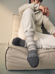 Charcoal Grey Knitted Slipper Socks 1 Pack - Image 1 of 5