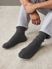 Charcoal Grey Cosy Lined Lounge Sock 1 Pack - Image 1 of 4
