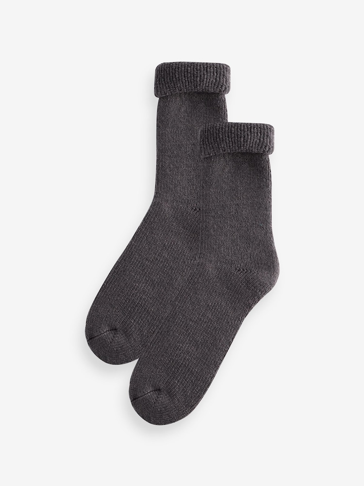 Charcoal Grey Cosy Lined Lounge Sock 1 Pack - Image 2 of 4