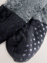 Blue/Grey Knitted Slipper Socks 1 Pack - Image 4 of 4