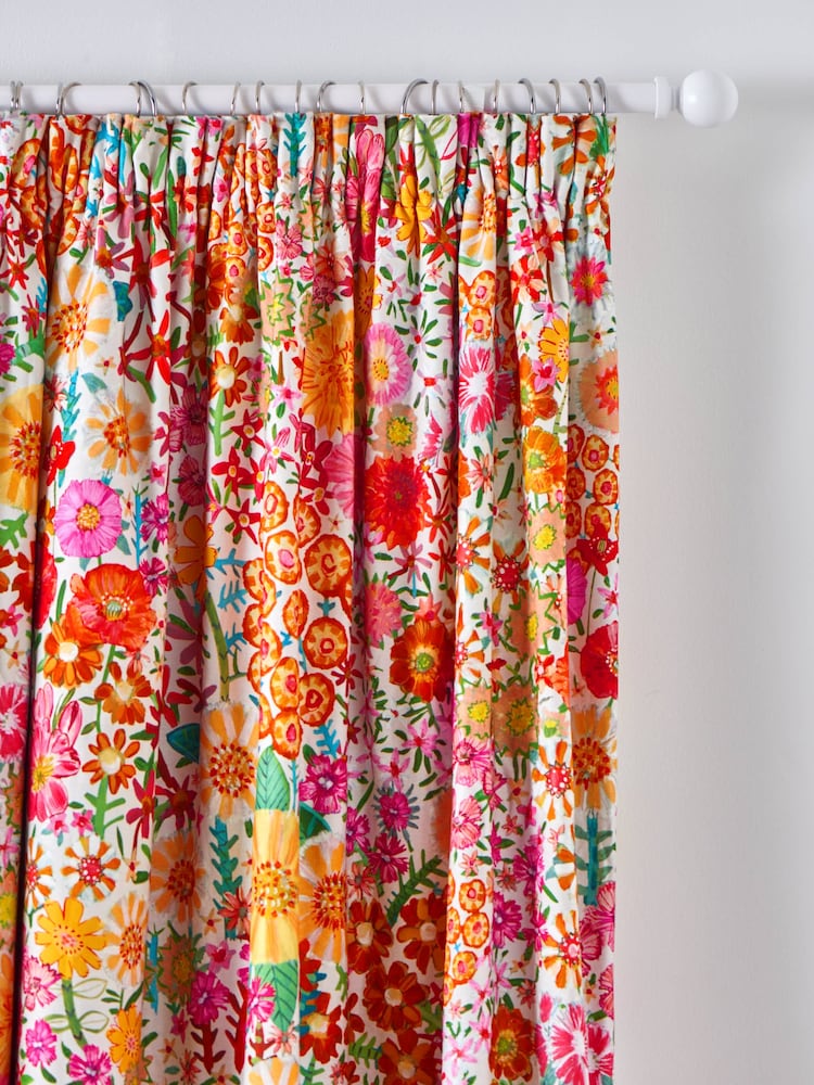 Lucy Tiffney Floral Pencil Pleat Campion Blackout Lined Curtains - Image 3 of 3