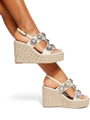Kurt Geiger London Cream Octavia Espadrille Wedges Sandals - Image 1 of 5