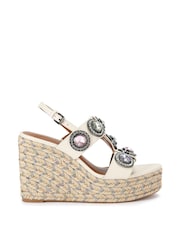 Kurt Geiger London Cream Octavia Espadrille Wedges Sandals - Image 2 of 5