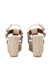 Kurt Geiger London Cream Octavia Espadrille Wedges Sandals - Image 3 of 5