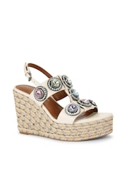 Kurt Geiger London Cream Octavia Espadrille Wedges Sandals - Image 4 of 5