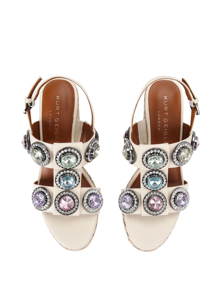 Kurt Geiger London Cream Octavia Espadrille Wedges Sandals - Image 5 of 5