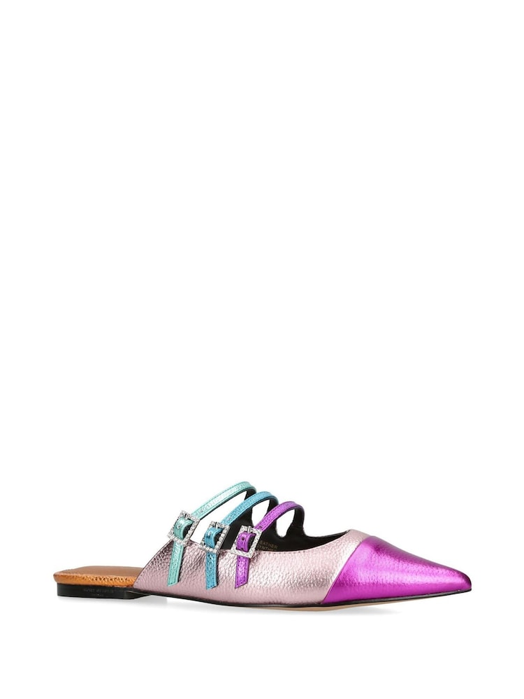 Kurt Geiger London Pink Pierra Flat Open Back Slip On Shoes - Image 2 of 5