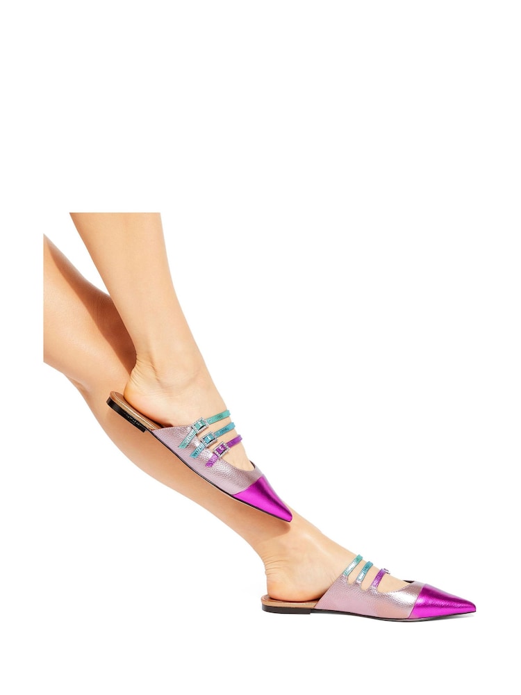 Kurt Geiger London Pink Pierra Flat Open Back Slip On Shoes - Image 5 of 5