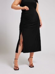 Yours Curve Black Ruched Skirt - Image 1 of 5