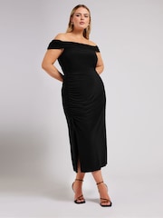 Yours Curve Black Ruched Skirt - Image 2 of 5