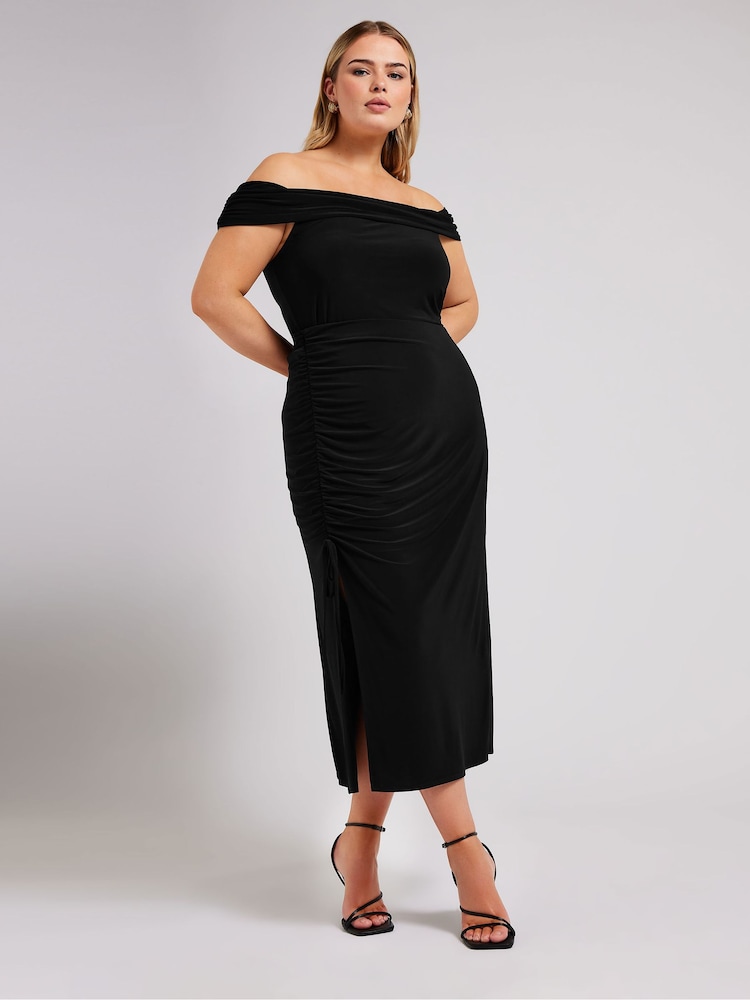 Yours Curve Black Ruched Skirt - Image 2 of 5