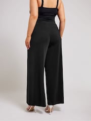 Yours Curve Black Slinky Wide Leg Trousers - Image 3 of 5