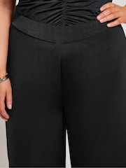 Yours Curve Black Slinky Wide Leg Trousers - Image 4 of 5