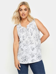 Yours Curve Blue & White Pintuck Henley 100% Cotton Vest Tops 2 Pack - Image 2 of 6