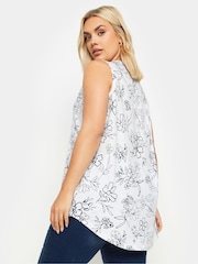 Yours Curve Blue & White Pintuck Henley 100% Cotton Vest Tops 2 Pack - Image 4 of 6