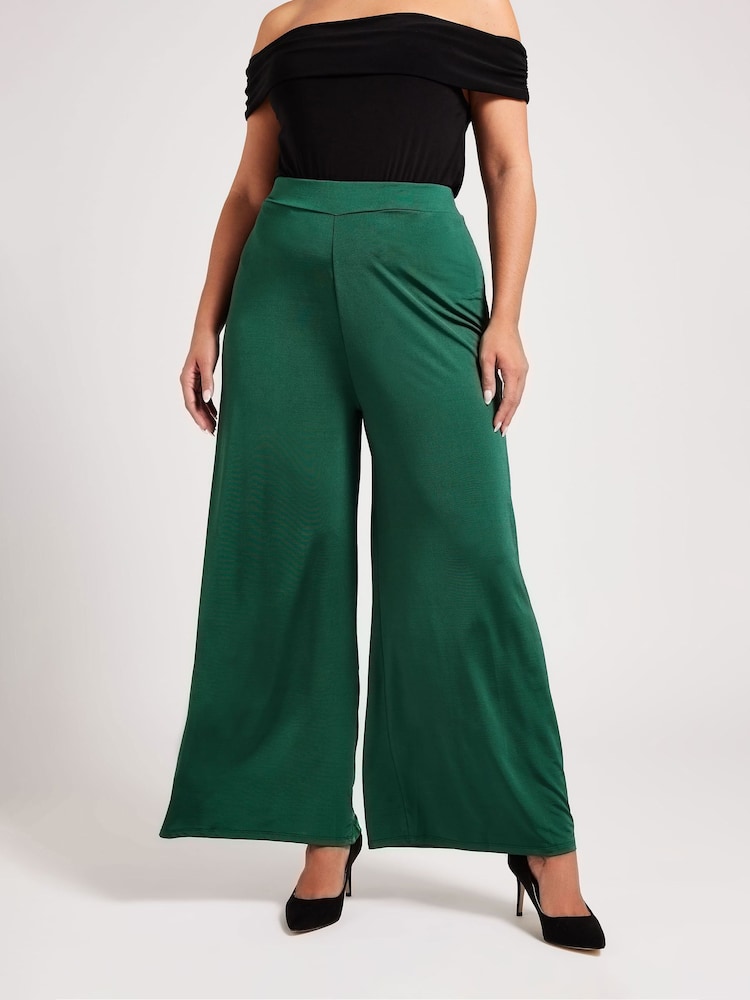 Grün - Yours Curve Slinky Wide Leg Trousers - Bild 1 von 6 Grün - Yours Curve Slinky Wide Leg Trousers - Bild 1 von 6