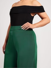 Yours Curve Green Slinky Wide Leg Trousers - Image 4 of 6