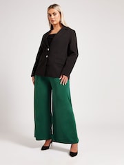 Yours Curve Green Slinky Wide Leg Trousers - Image 5 of 6