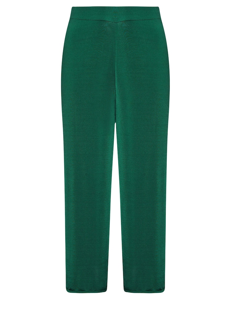 Yours Curve Green Slinky Wide Leg Trousers - Image 6 of 6