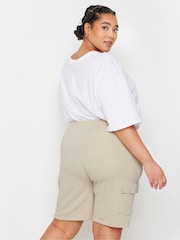 Yours Curve Natural Charcoal Grey Cargo Jogger Shorts - Image 3 of 5
