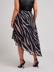 Yours Curve Black Asymetric Mesh Skirt - Image 3 of 5