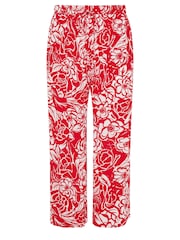 Yours Curve Red Floral Print Crinkle Drawstring Trousers - Image 5 of 5