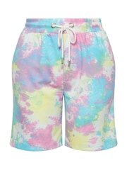 Yours Curve Pink Tie Dye Joggers Shorts - Image 5 of 5