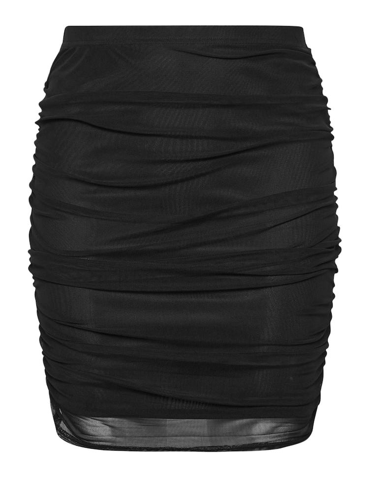 Black - Yours Curve LONDON Leopard Print Gathered Mesh Skirt - Image 5 of 5 Black - Yours Curve LONDON Leopard Print Gathered Mesh Skirt - Image 5 of 5