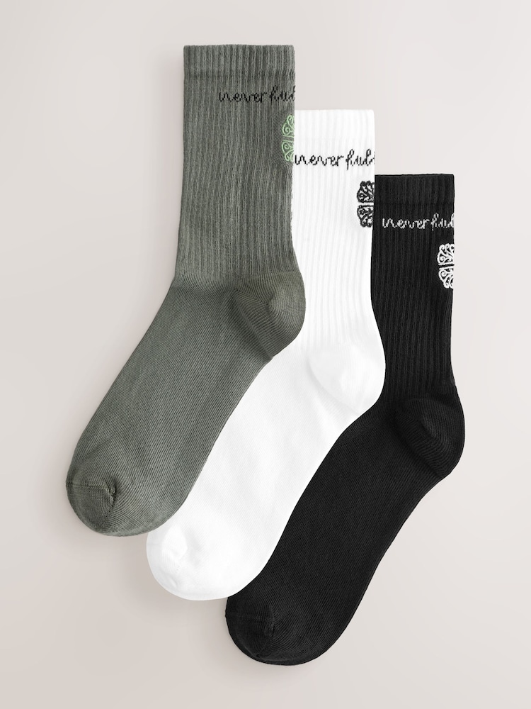 Never Fully Dressed Multi Cotton Blend Sport Socks 3 Pack - Image 1 of 7